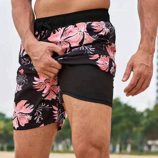 Herren-Badeshorts – Schnelltrocknend mit Kompressions-Innenhose