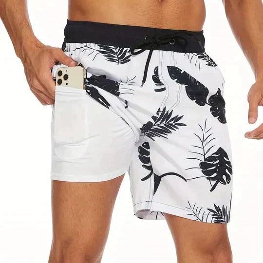 Herren-Badeshorts – Schnelltrocknend mit Kompressions-Innenhose