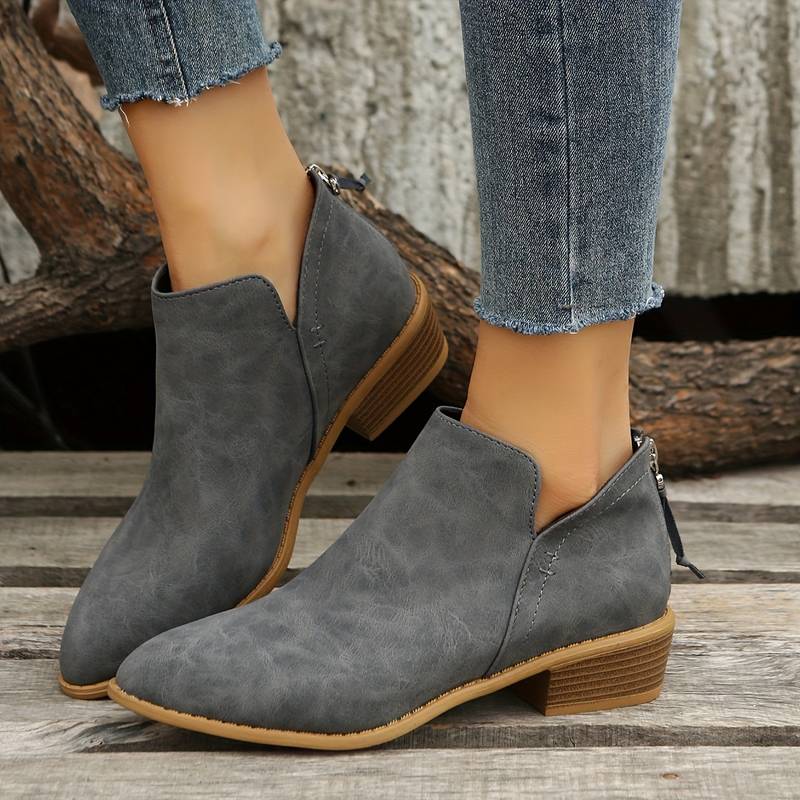 Damen Klassische Stiefeletten - Niedriger Absatz & Spitze Zehenpartie
