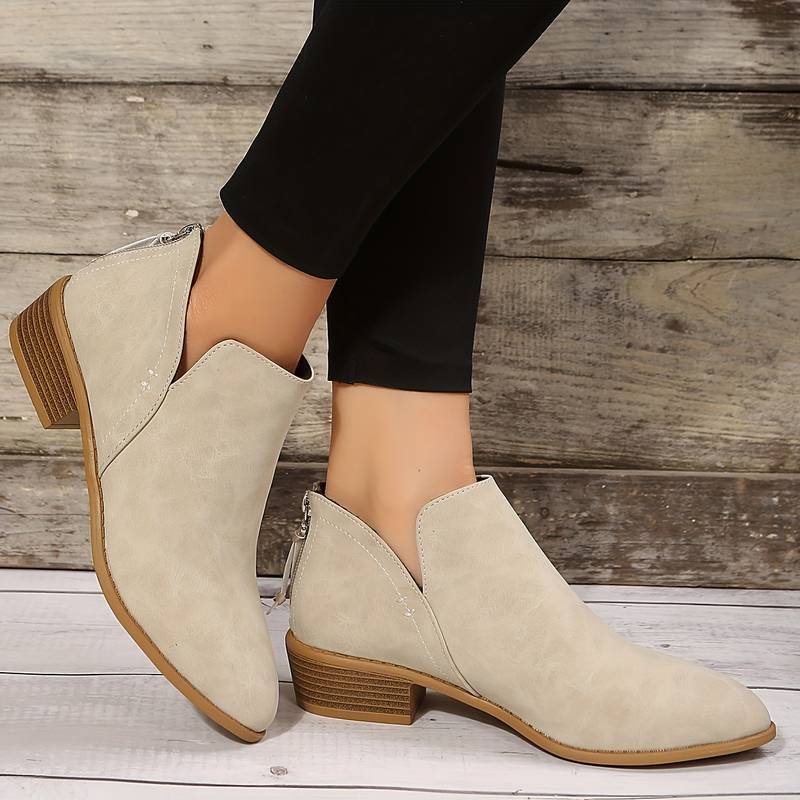 Damen Klassische Stiefeletten - Niedriger Absatz & Spitze Zehenpartie