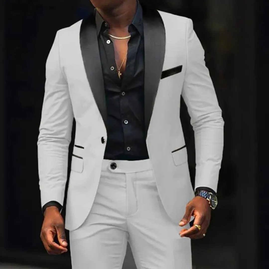 Herren 2-Teiler Anzug-Set - Slim Fit mit schwarzem Schalkragen