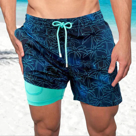 Herren-Badeshorts – Schnelltrocknend mit Kompressions-Innenhose