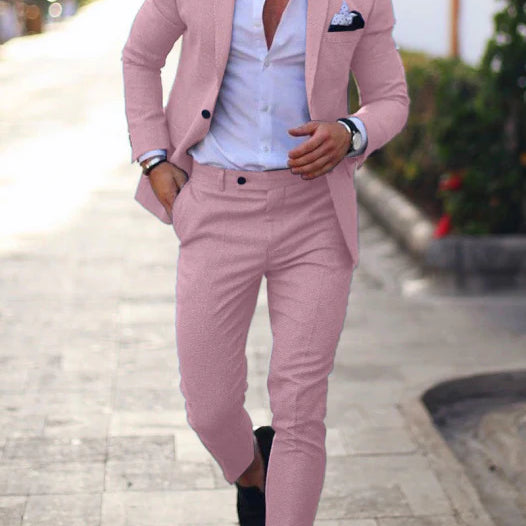 Herren 2-Teiler Anzugset - Slim Fit Blazer mit Passender Hose