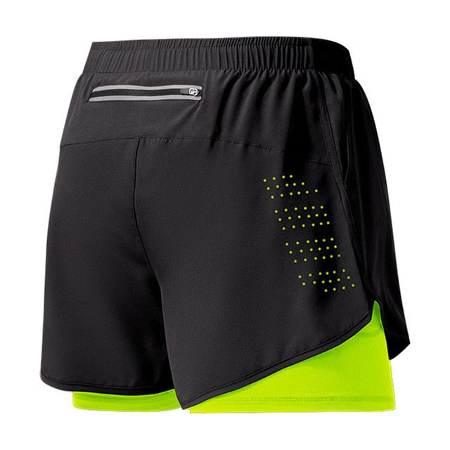 Herren Doppellagige Shorts - Schnelltrocknend mit Kompressionsfutter