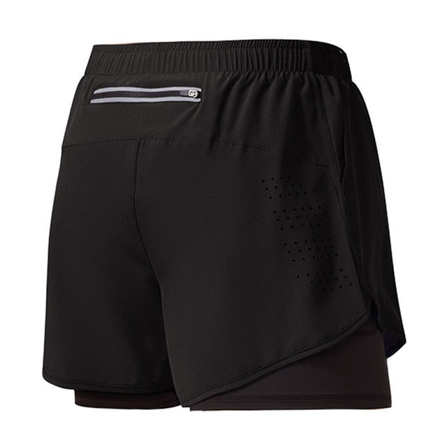 Herren Doppellagige Shorts - Schnelltrocknend mit Kompressionsfutter