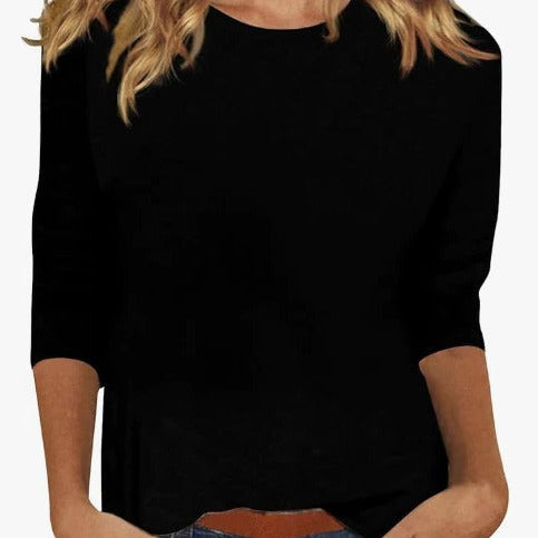 Damen Rundhals 3/4 Arm Oberteil Lässiger Alltagsstil und Komfort