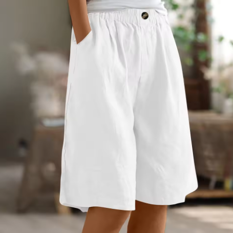 Damen Lässige Bequeme Shorts mit Elastischem Bund und Seitlichen Taschen