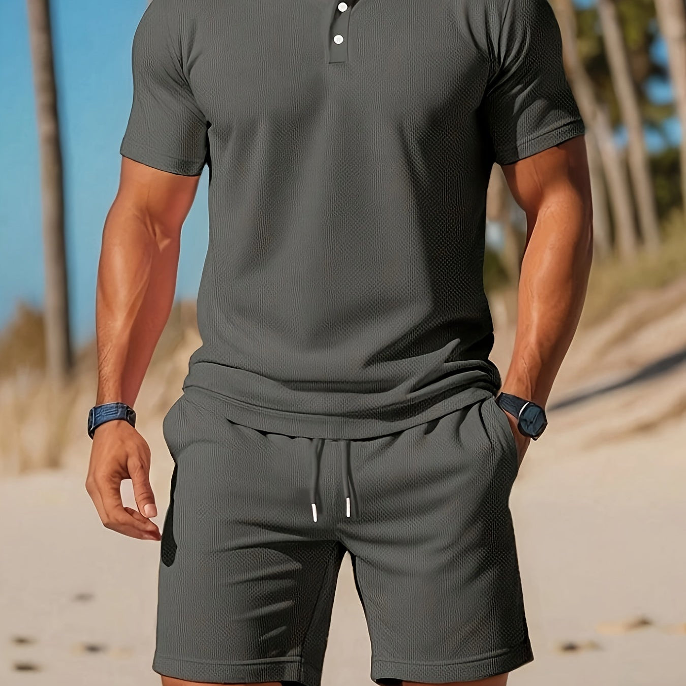 Herren Atmungsaktives Polo & Shorts Set – Schnelltrocknend Smart-Casual
