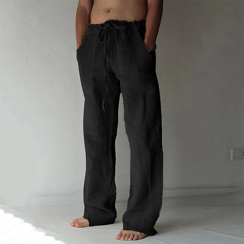 Herren-Leinenhose - Weites Bein mit Taschen