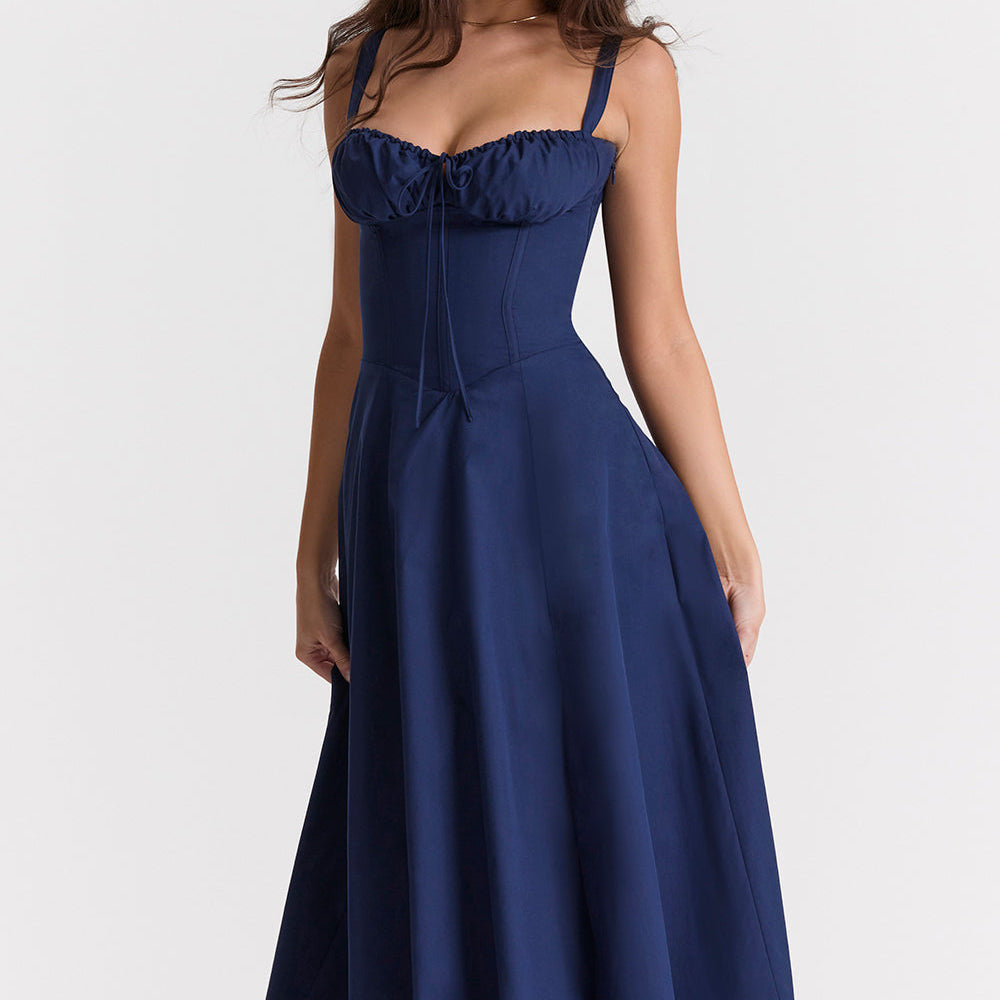 Damen A-Linie Midikleid - Korsett-Stil mit Ausgestelltem Rock