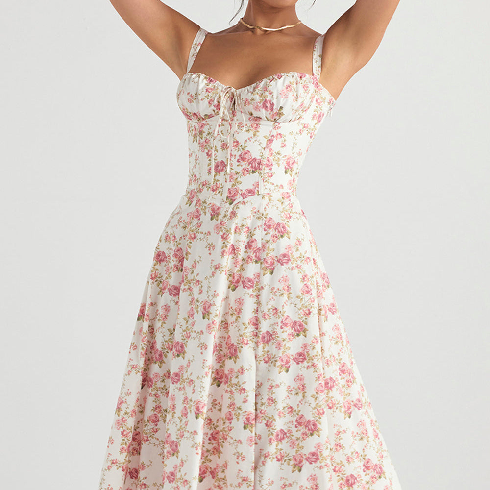 Damen A-Linie Midikleid - Korsett-Stil mit Ausgestelltem Rock