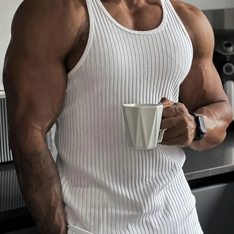 Herren Geripptes Tanktop - Slim Fit & Atmungsaktiv