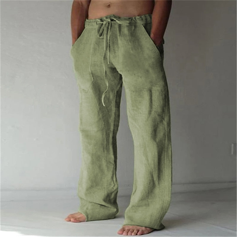 Herren-Leinenhose - Weites Bein mit Taschen