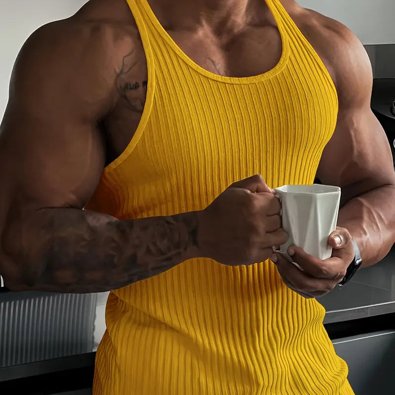 Herren Geripptes Tanktop - Slim Fit & Atmungsaktiv
