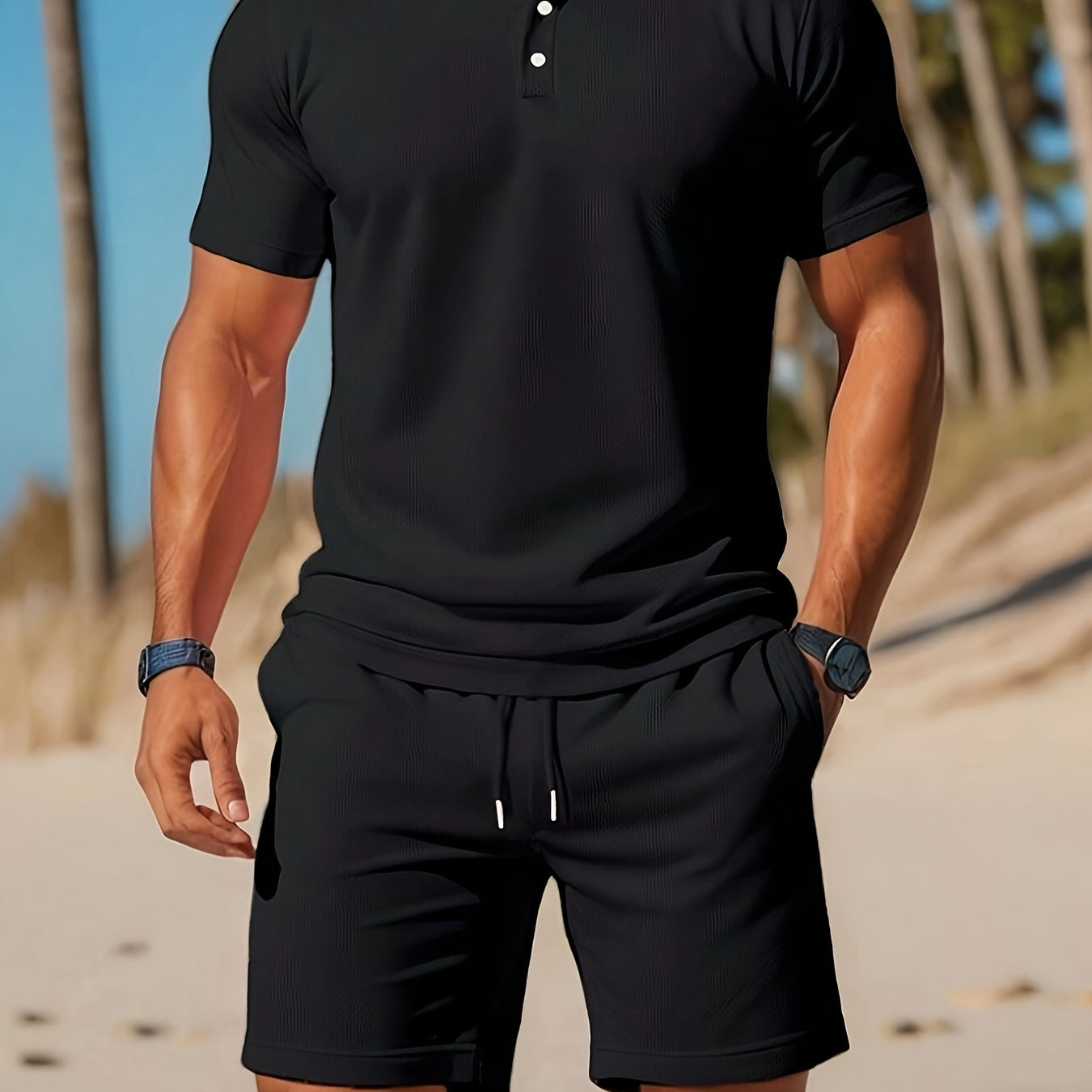 Herren Atmungsaktives Polo & Shorts Set – Schnelltrocknend Smart-Casual