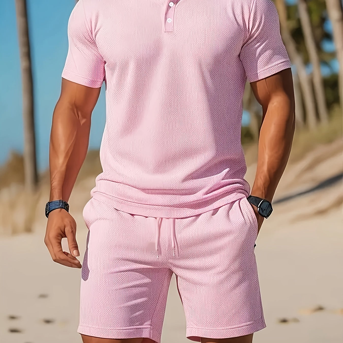 Herren Atmungsaktives Polo & Shorts Set – Schnelltrocknend Smart-Casual