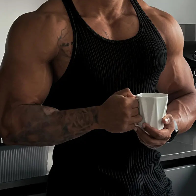 Herren Geripptes Tanktop - Slim Fit & Atmungsaktiv