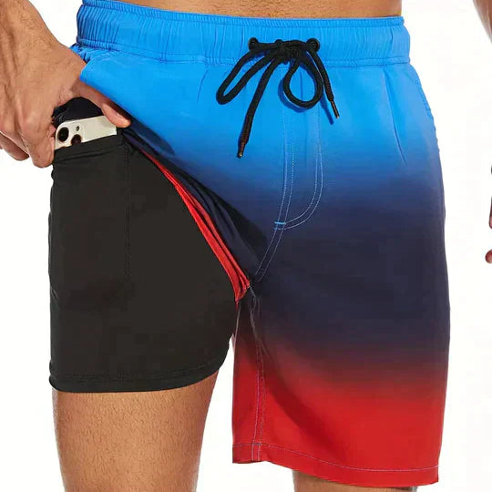 Herren-Badeshorts – Schnelltrocknend mit Kompressions-Innenhose