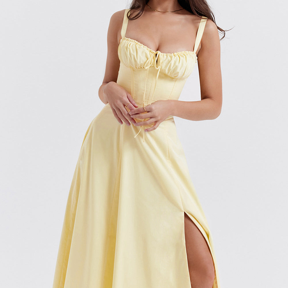 Damen A-Linie Midikleid - Korsett-Stil mit Ausgestelltem Rock
