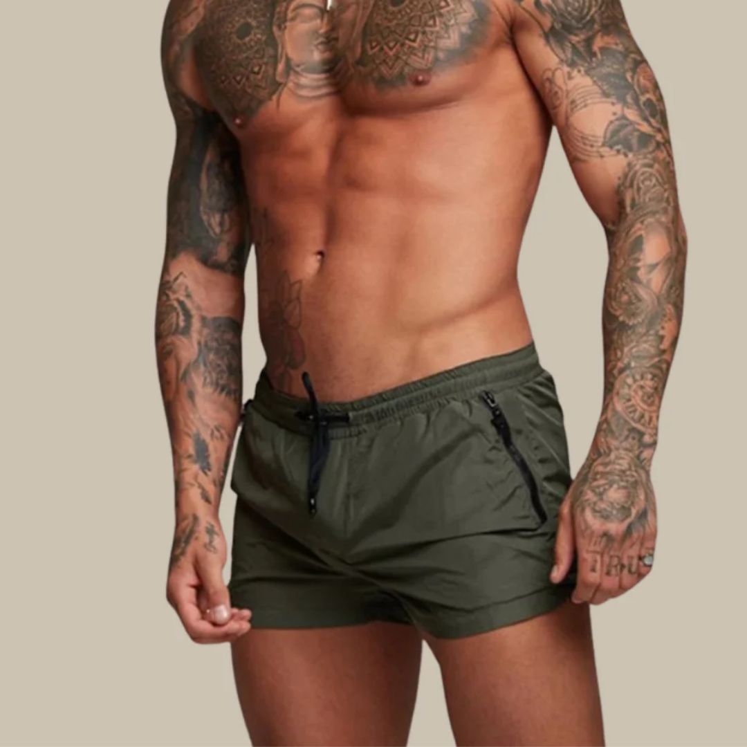 Herren Schnelltrocknende Badehose mit Reißverschlusstaschen
