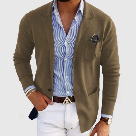 Herren Strickjacke mit Knöpfen - Reverskragen mit Taschen