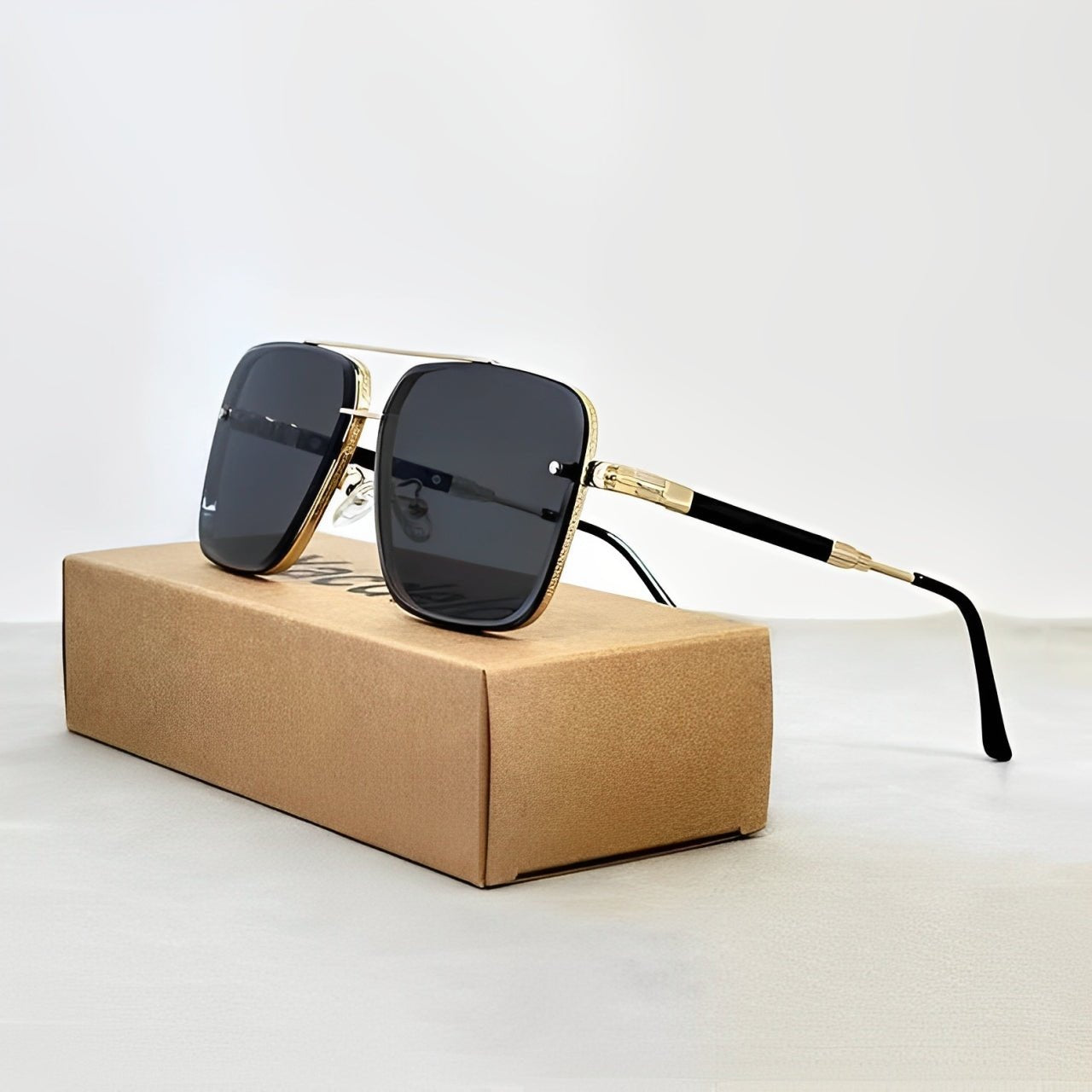 Herren-Pilotenbrille im Retro-Stil Sonnenbrille Goldener Rahmen Und Verlaufgläser