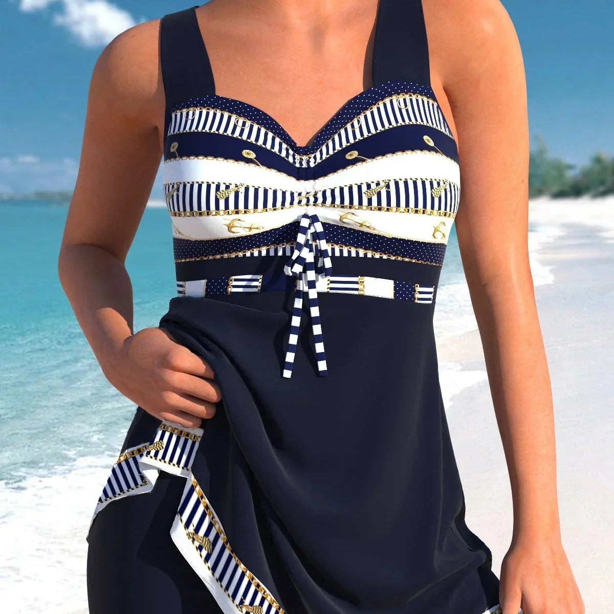 Dames Tankini Set Rock Shorts Sneldrogend Strand Zomer