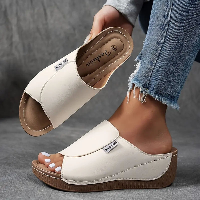 Damen Schuhe mit Fußgewölbestütze und Polsterung Bequeme Slipper mit Offener Zehenpartie