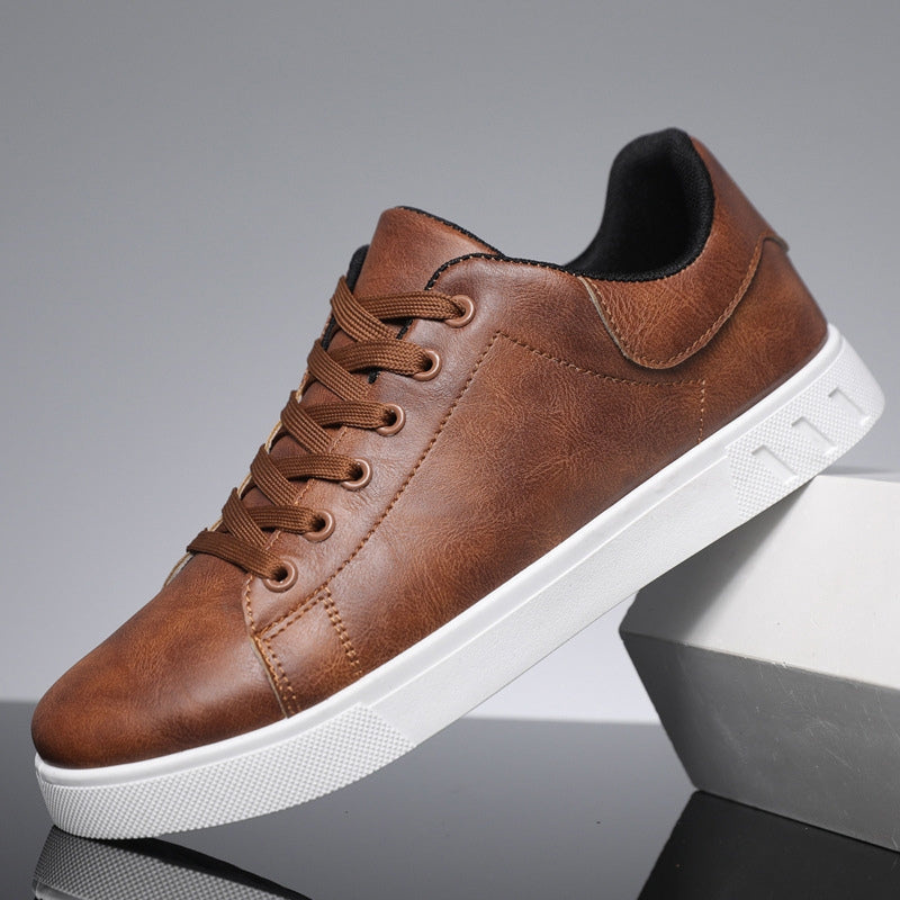 Herren Leder Sneaker Low Top Weiße Sohle Alltag