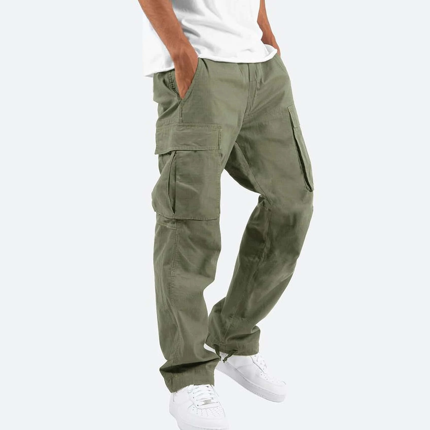 Herren Relaxed Fit Cargohose Verstellbarer Tunnelzug