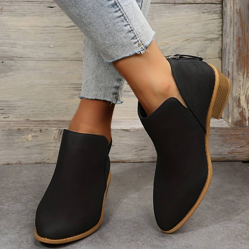 Damen Klassische Stiefeletten - Niedriger Absatz & Spitze Zehenpartie
