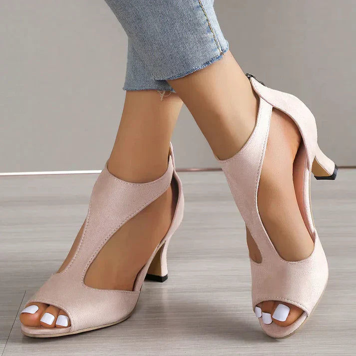 Damen T-Riemen Sandaletten Hoher Absatz Hochzeitsgast Elegant