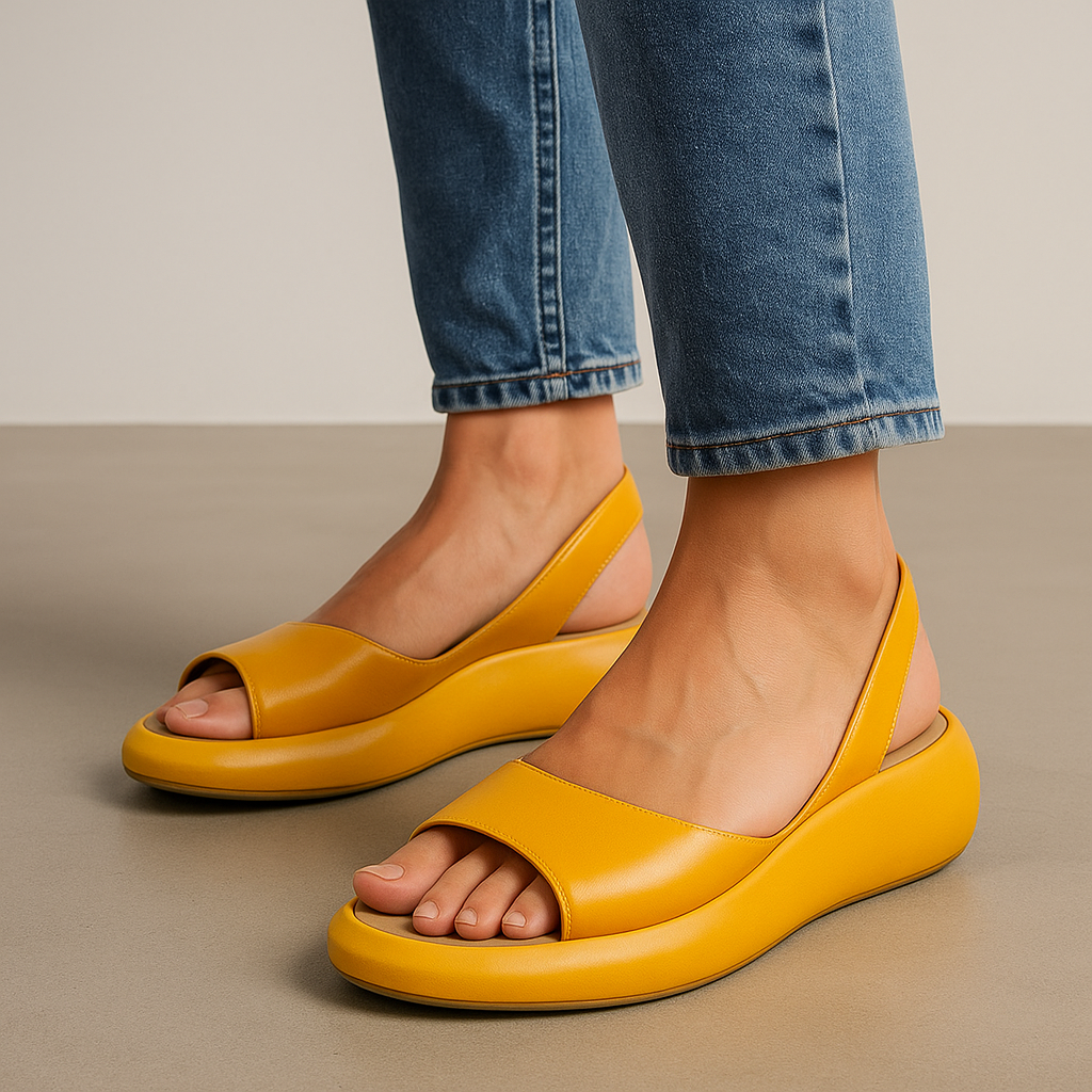 Damen Plateausandalen Offene Zehenpartie und Slingback-Design