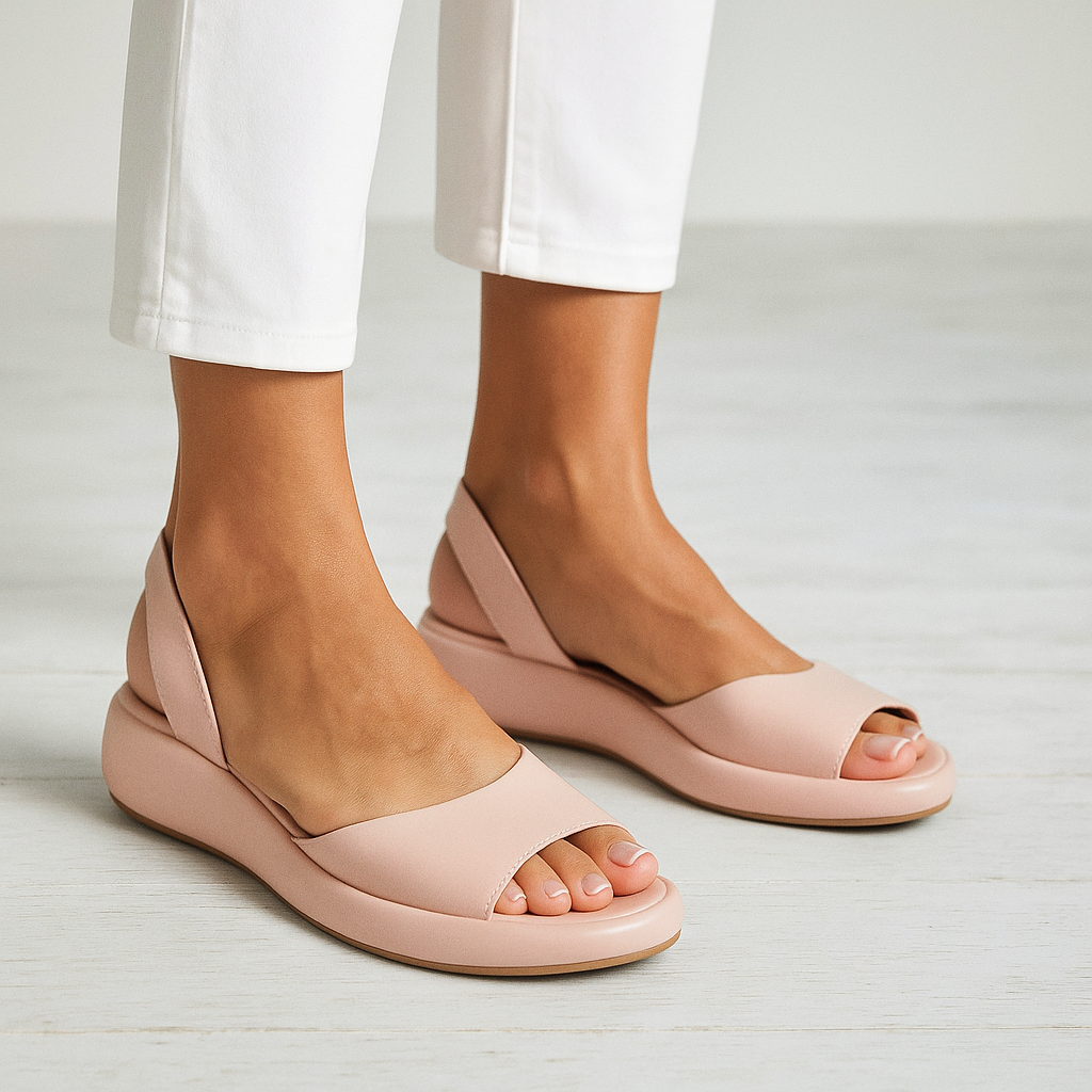 Damen Plateausandalen Offene Zehenpartie und Slingback-Design