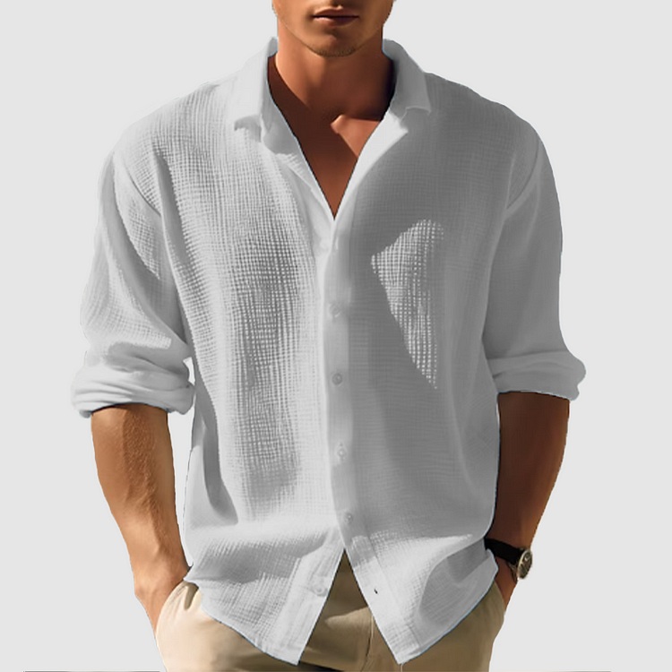 Herren-Leinenhemd mit Struktur - Relaxed Fit mit Langarm