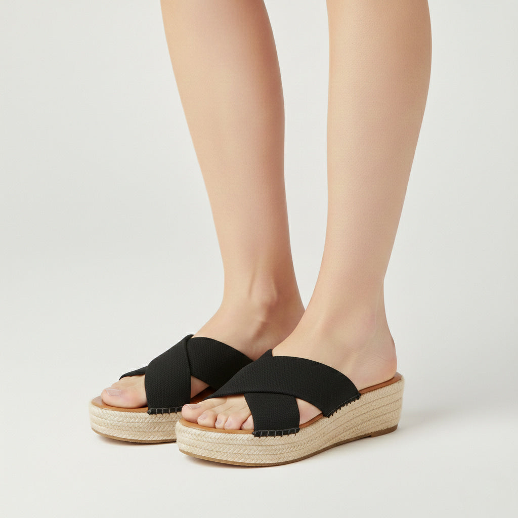 Criss-Cross Espadrille Platform Wedge Sandals