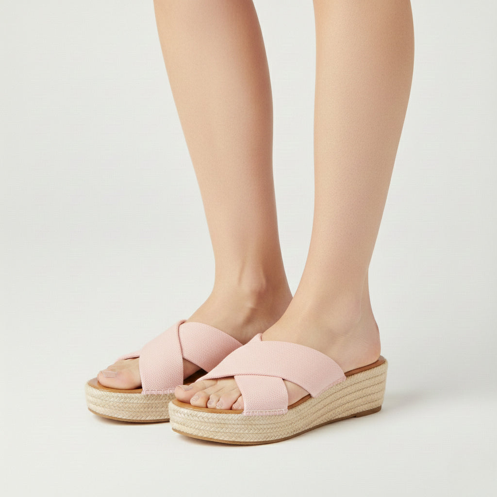 Criss-Cross Espadrille Platform Wedge Sandals