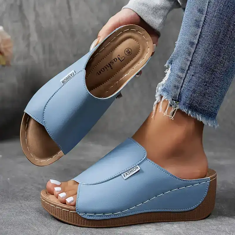Damen Schuhe mit Fußgewölbestütze und Polsterung Bequeme Slipper mit Offener Zehenpartie