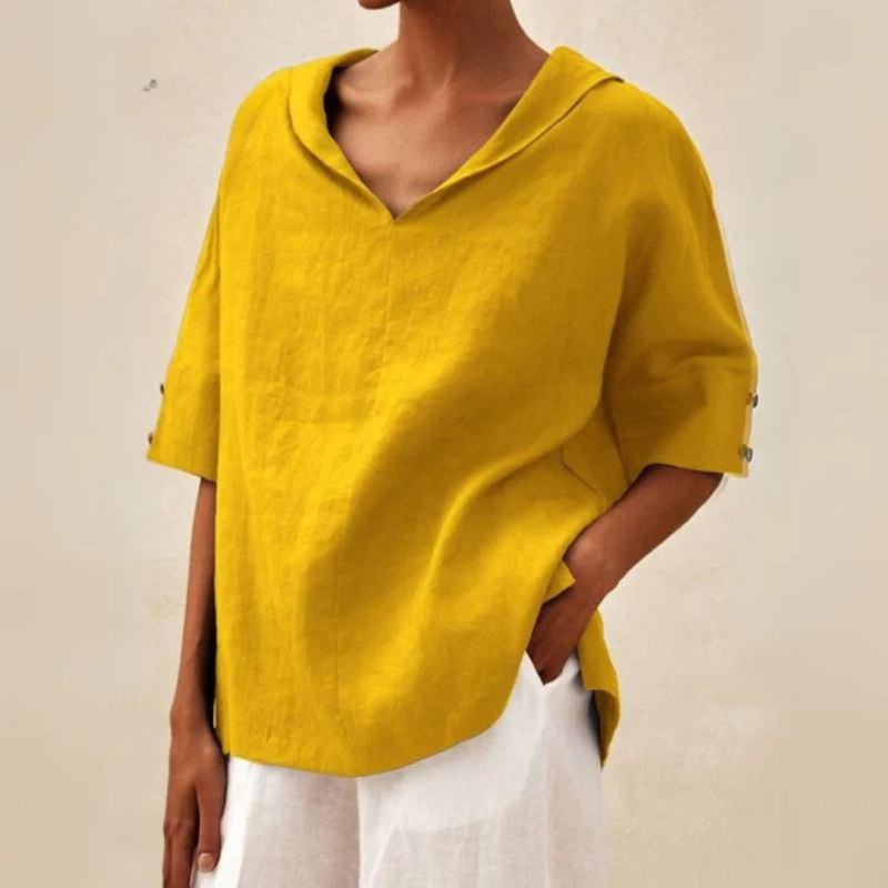 Damen Leinenbluse - Oversized mit Schalkragen