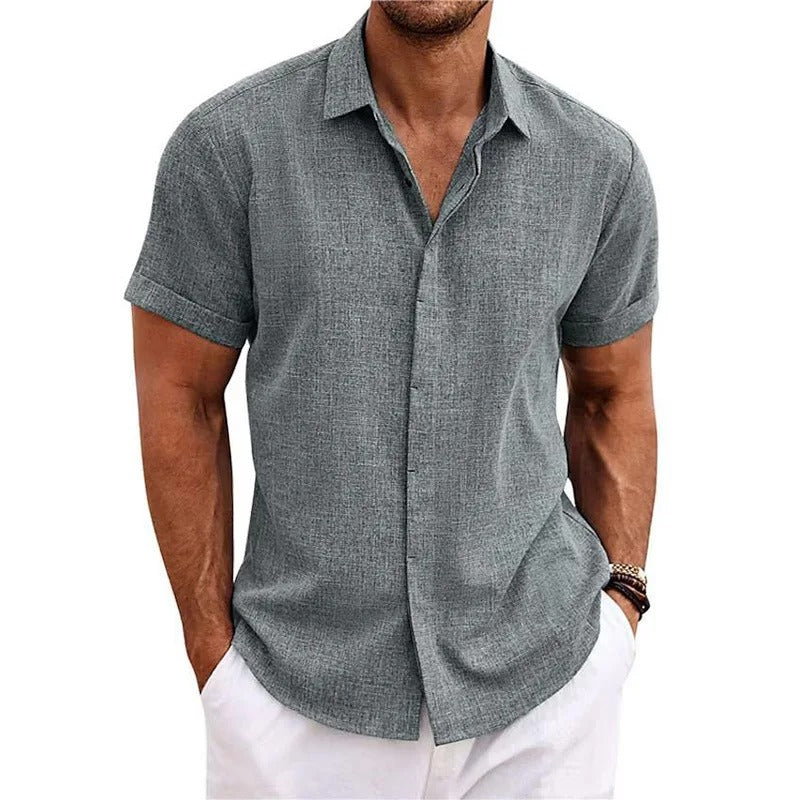 Herren Hemd aus Leinen - Slim Fit mit Umschlagärmeln