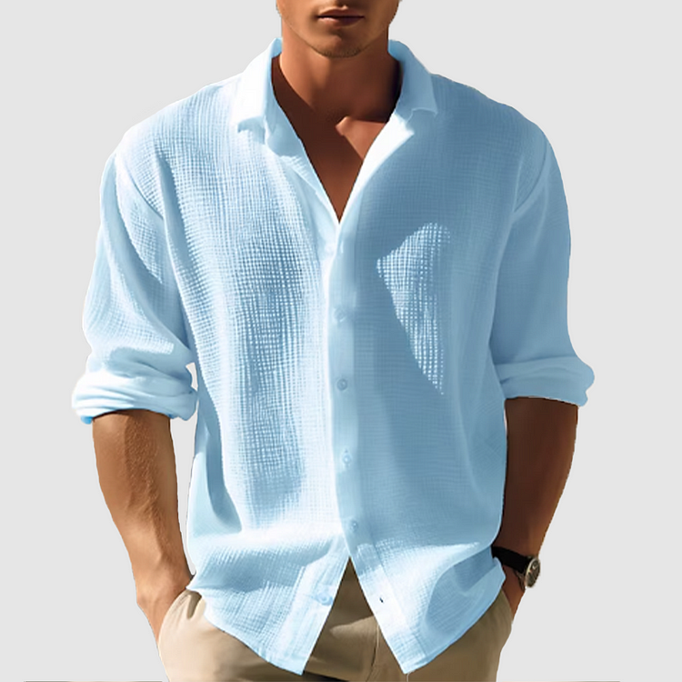 Herren-Leinenhemd mit Struktur - Relaxed Fit mit Langarm