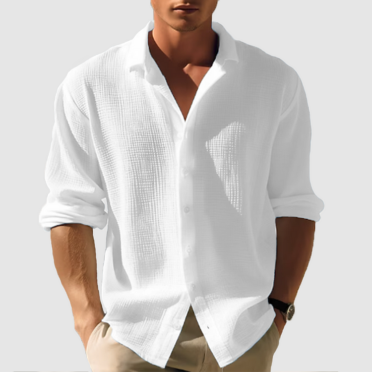 Herren-Leinenhemd mit Struktur - Relaxed Fit mit Langarm
