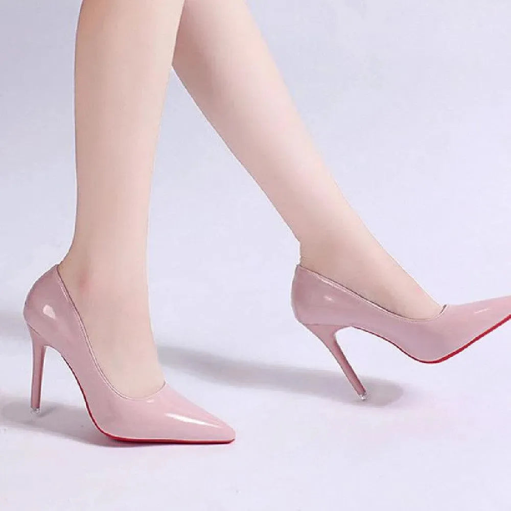 Damen High Heels - Spitz zulaufende Stilettos mit Rote Sohle