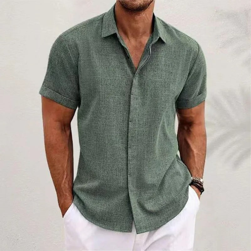 Herren Hemd aus Leinen - Slim Fit mit Umschlagärmeln