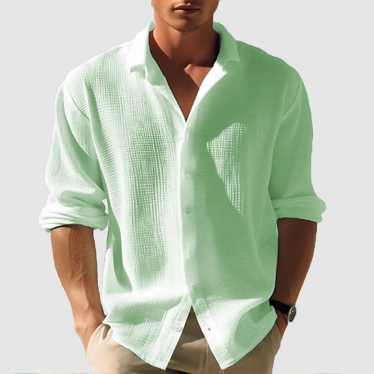 Herren-Leinenhemd mit Struktur - Relaxed Fit mit Langarm