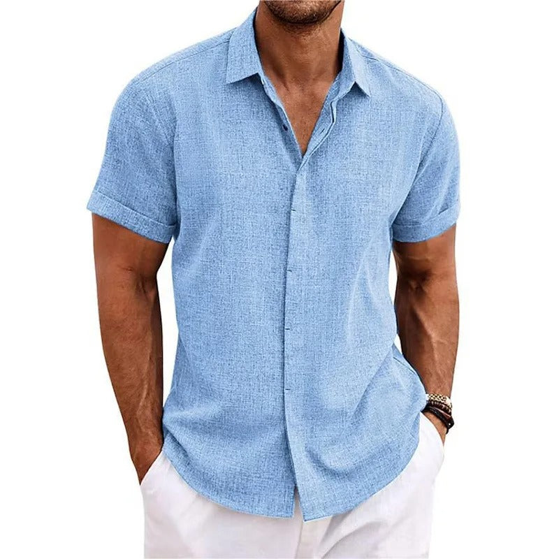 Herren Hemd aus Leinen - Slim Fit mit Umschlagärmeln