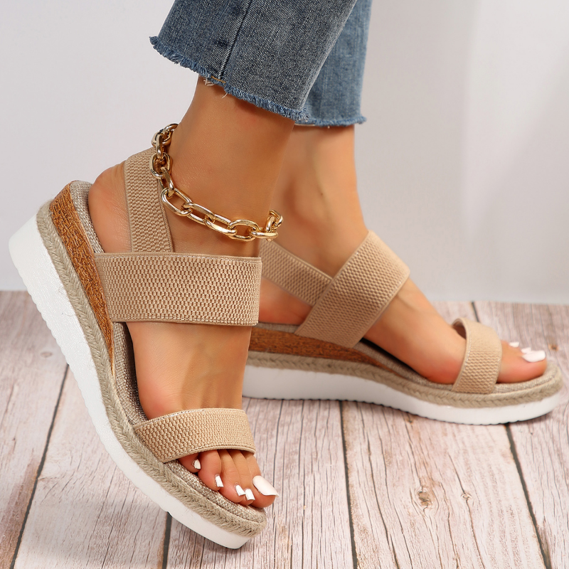 Damen Plateausandalen Offene Zehenpartie und Slingback-Design