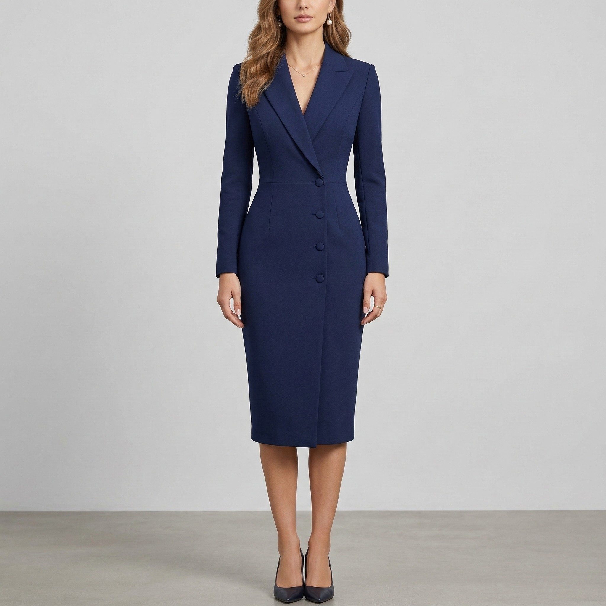 Damen Blazer-Midikleid - Zweireihig & Reverskragen