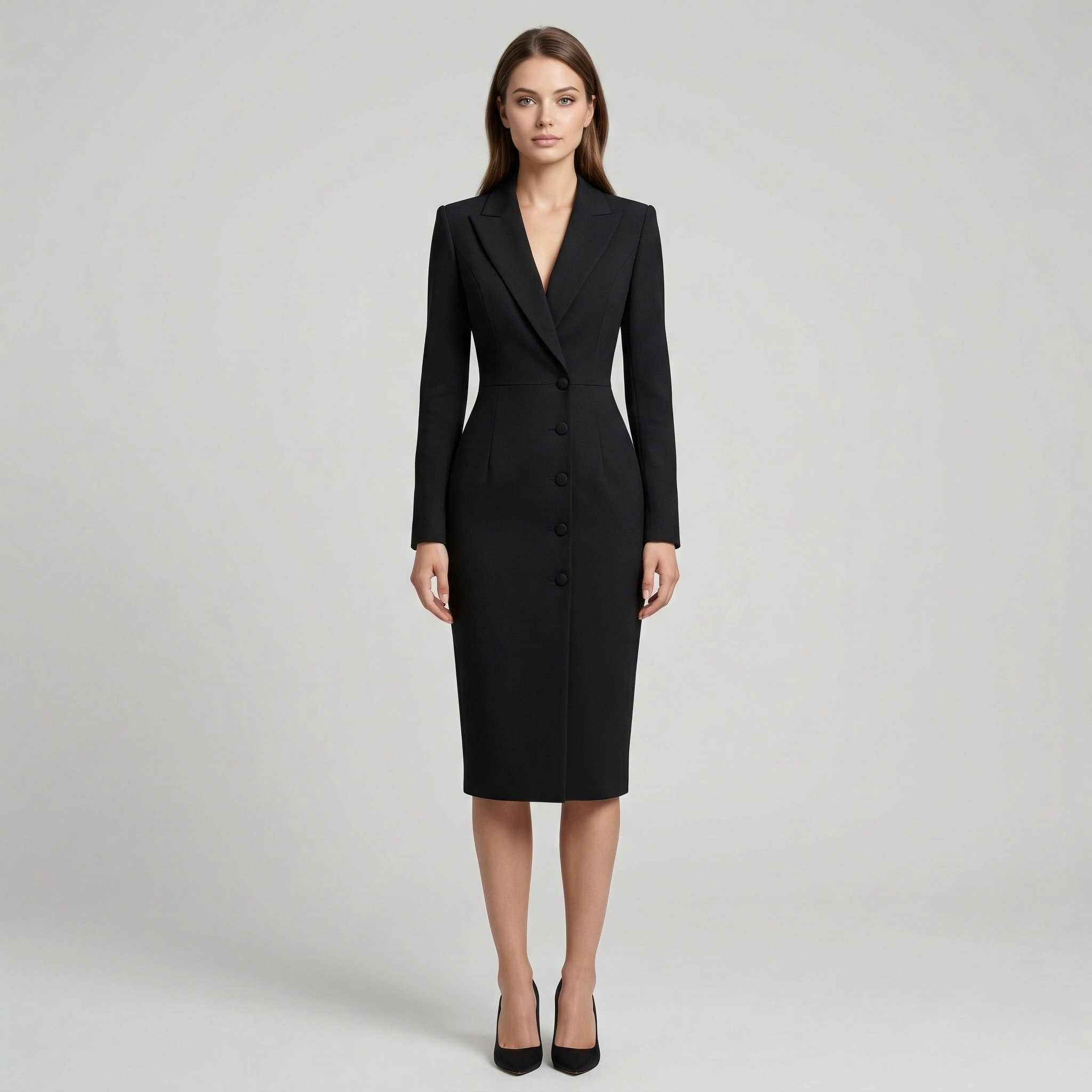 Damen Blazer-Midikleid - Zweireihig & Reverskragen