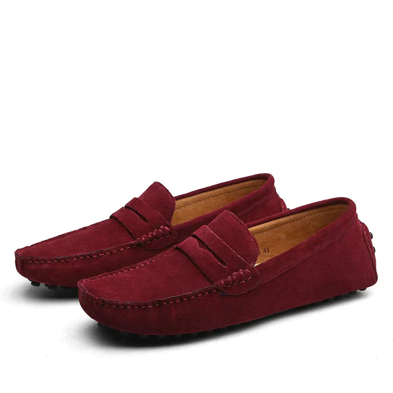 Herren-Wildleder-Slipper - Slip-On mit Noppensohle